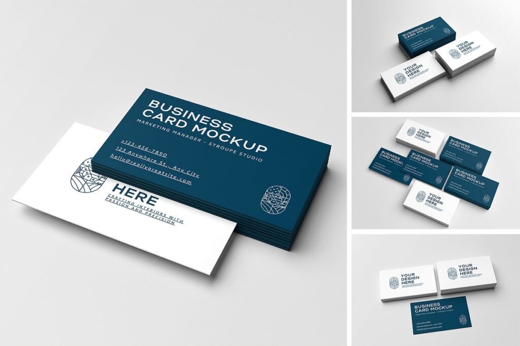 Dark Blue Business Card Mockup