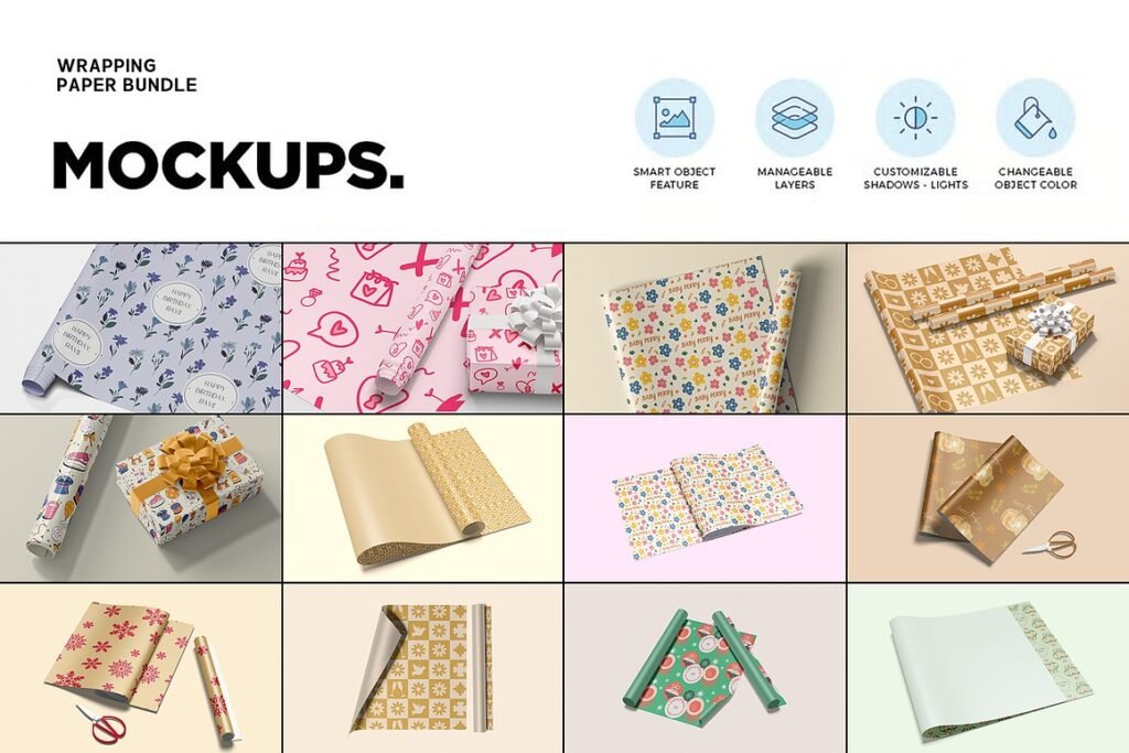 Gift Wrapping Paper Mockups