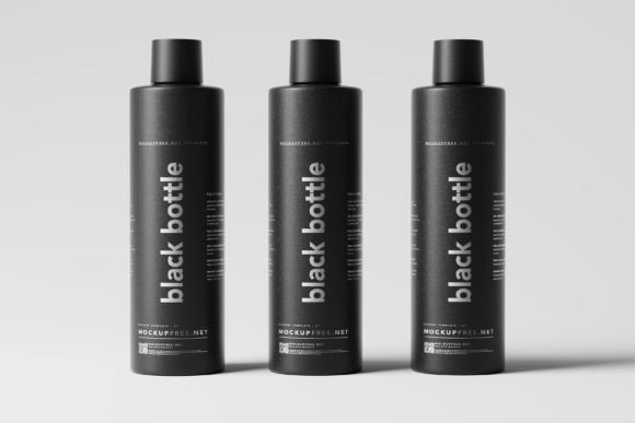 Black Matte Plastic Bottle Mockups