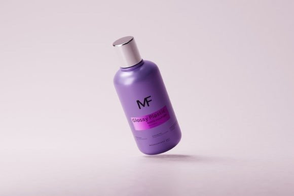Glossy Plastic Cosmetic Bottle Mockups