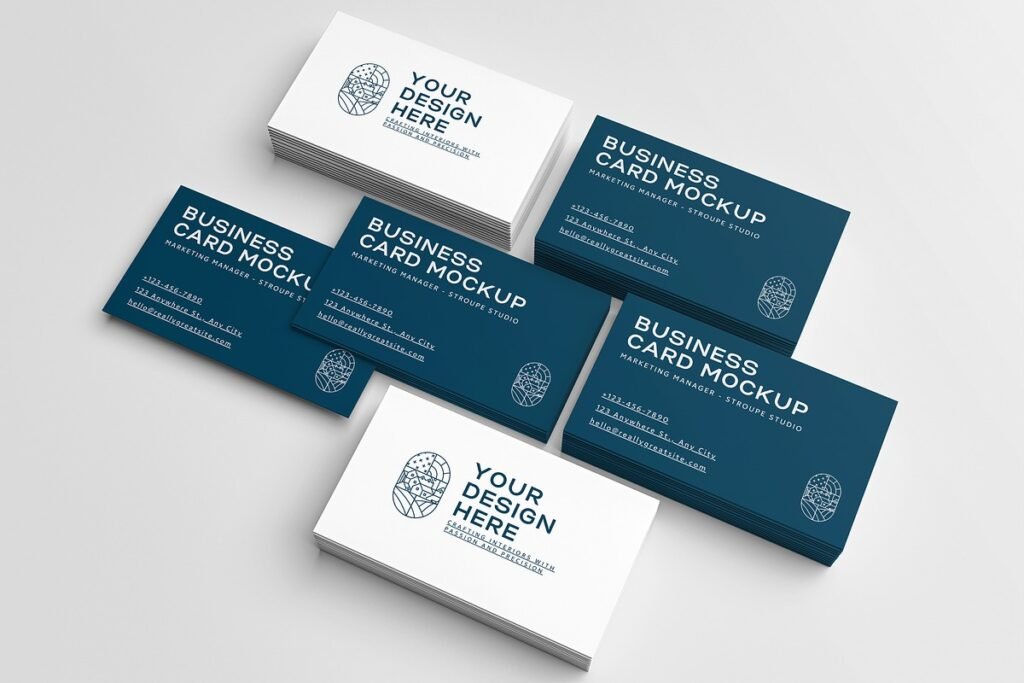 Dark Blue Business Card Mockup