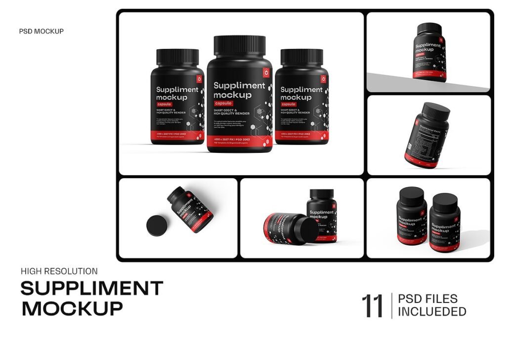 Medical Supplement Bottle Mockup