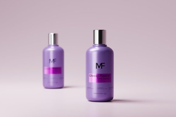 Glossy Plastic Cosmetic Bottle Mockups