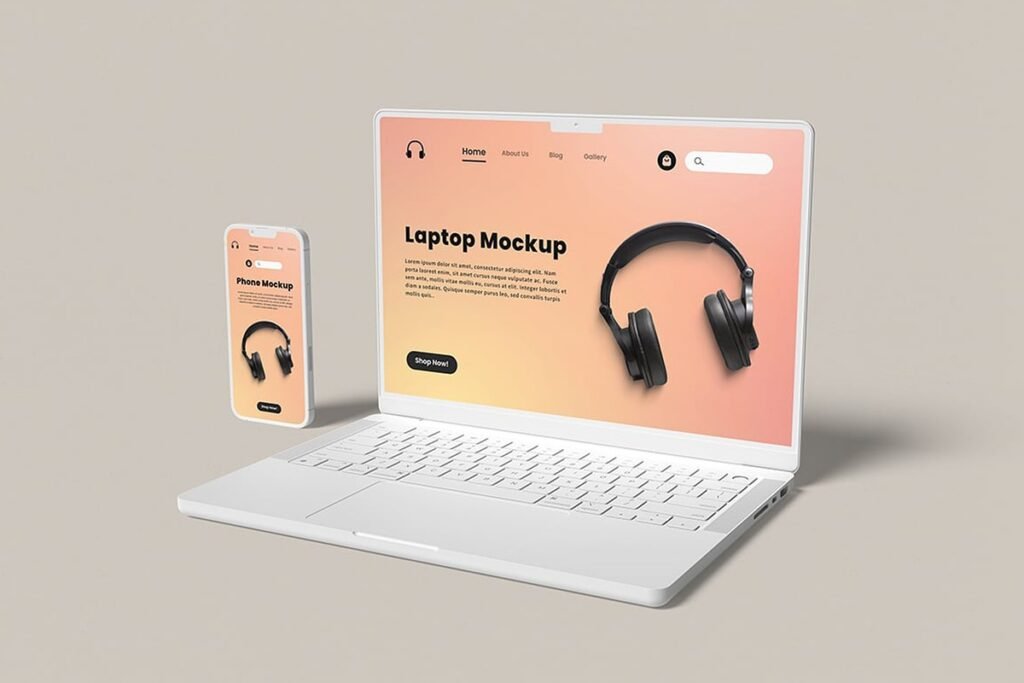 Laptop and Phone Clay Mockup
