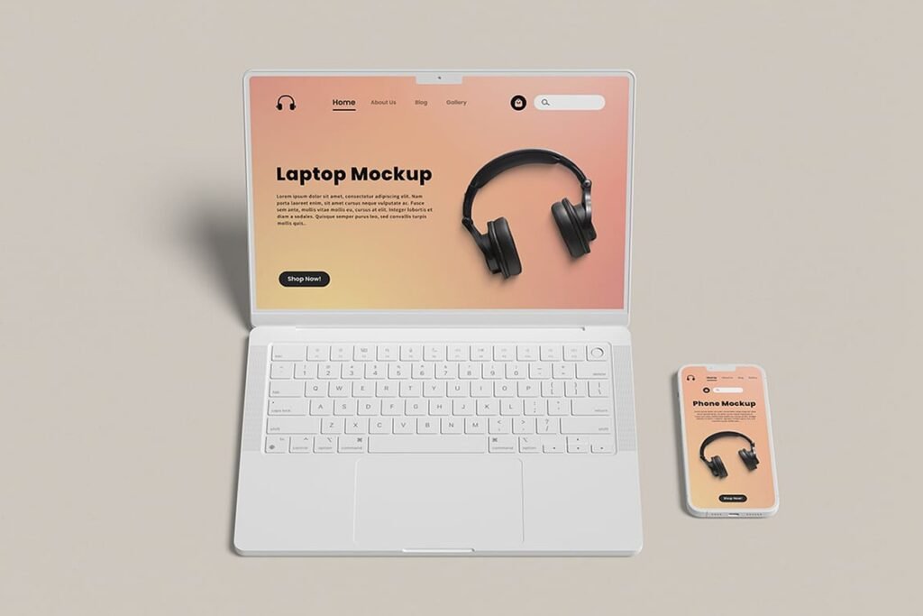 Laptop and Phone Clay Mockup
