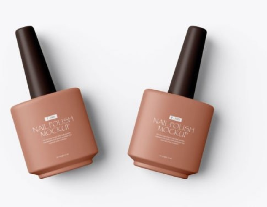 Nail Polish Bottle with Box PSD Mockup