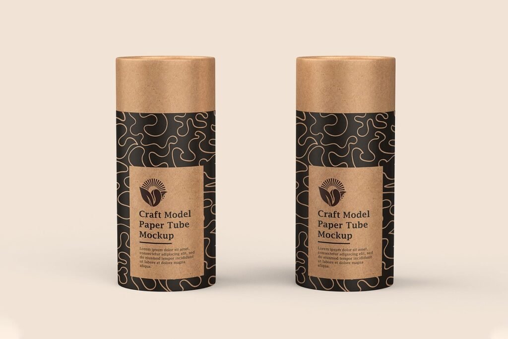 Craft Paper Tube Mockup PSD