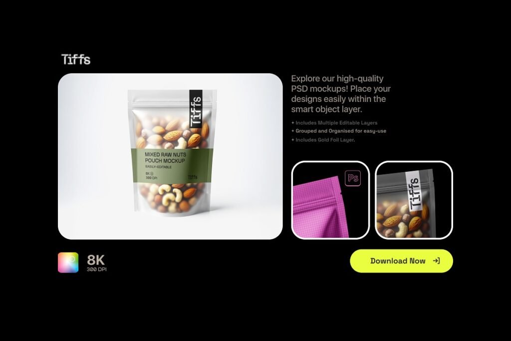 Mixed Nuts Packaging Bag Mockup
