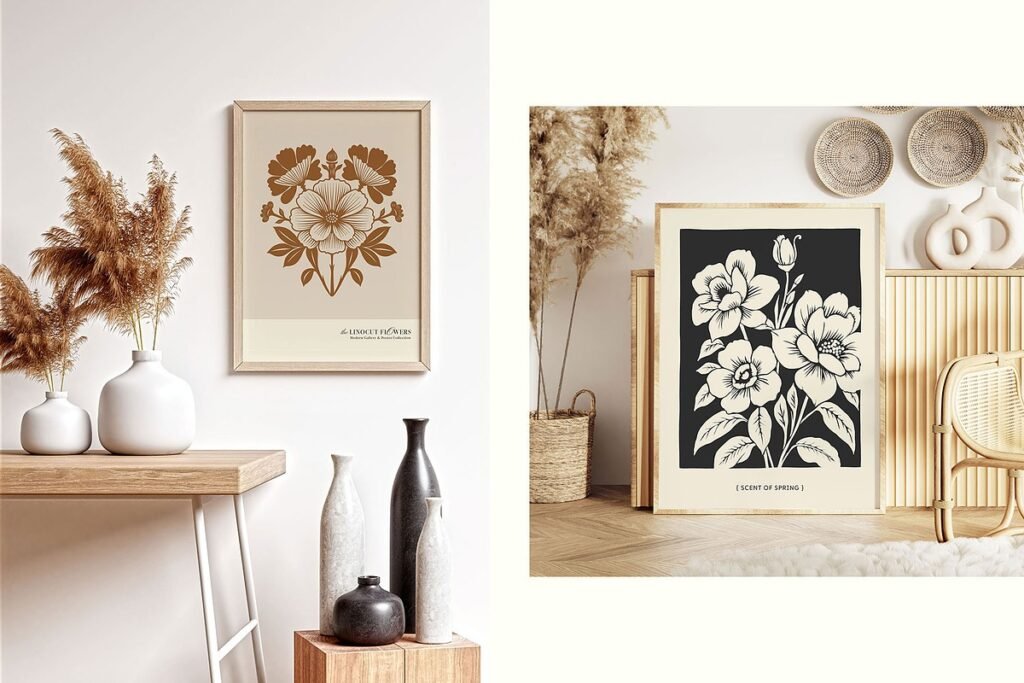 Linocut Flowers Poster Builder