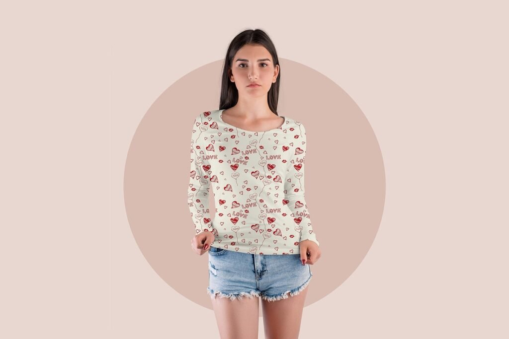 Long Sleeve Woman T-Shirt MockUp