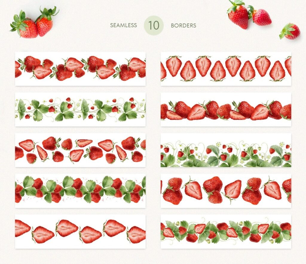 Strawberry watercolor illustrations