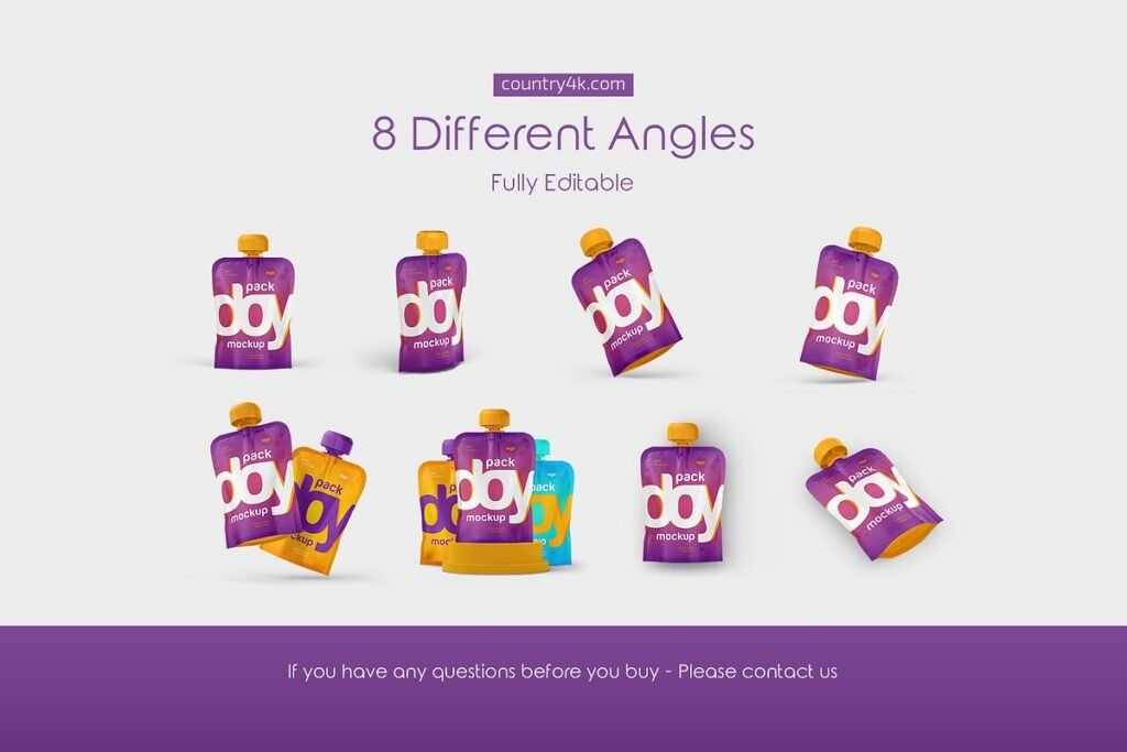 Glossy Doy Pack Mockup Set