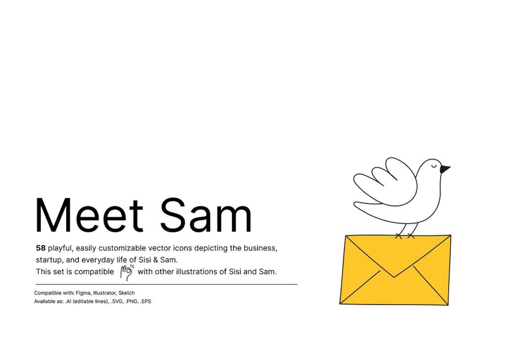 Cute Outline Vector Illustrations