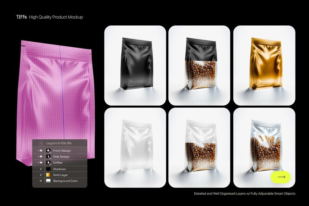 Transparent Coffee Bag Pouch Mockup