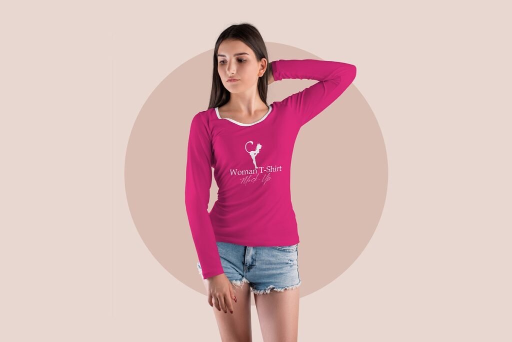 Long Sleeve Woman T-Shirt MockUp