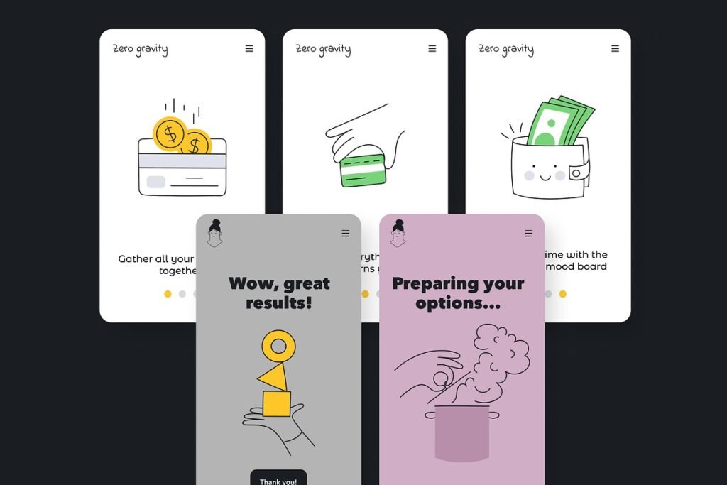 Cute Outline Vector Illustrations