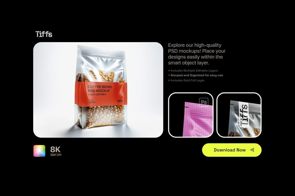 Transparent Coffee Bag Pouch Mockup