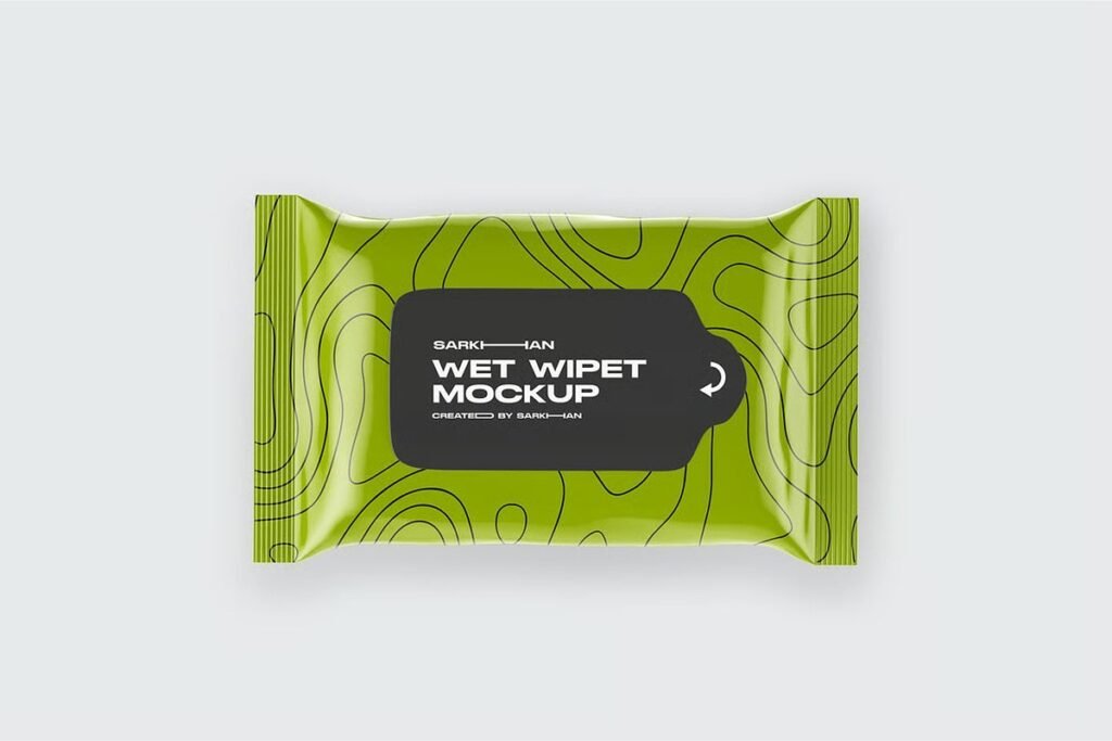 Metallic Wet Wipes Pack Mockup