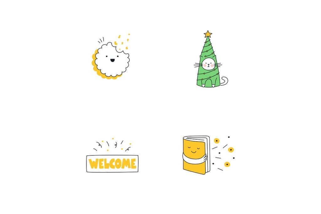 Cute Outline Vector Illustrations