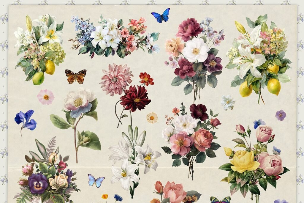 Vintage Botanical Charm Collage Pack