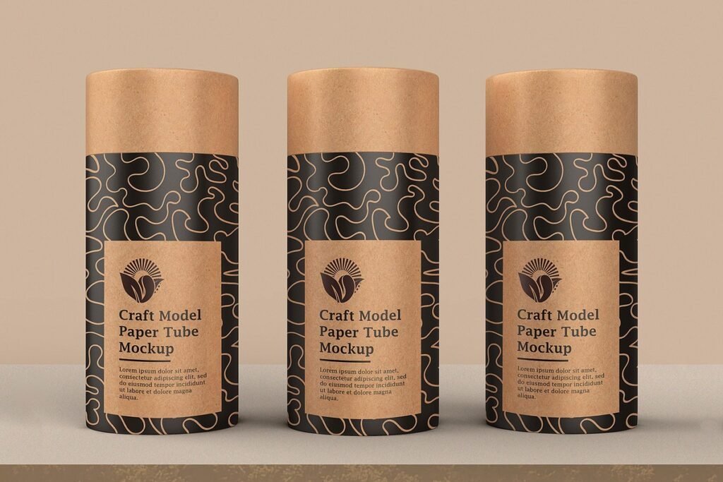 Craft Paper Tube Mockup PSD