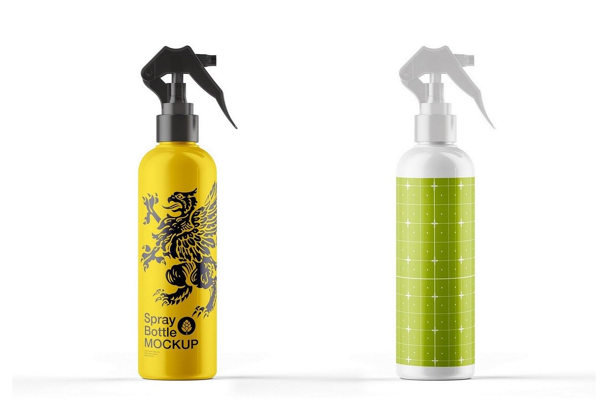Colored Glossy Spray Bottle Mockup