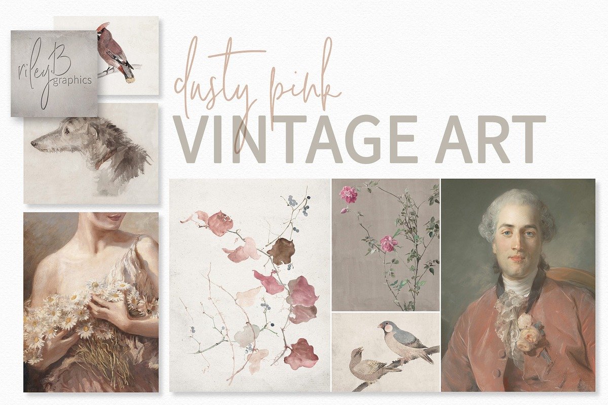 Dusty Pink Vintage Art