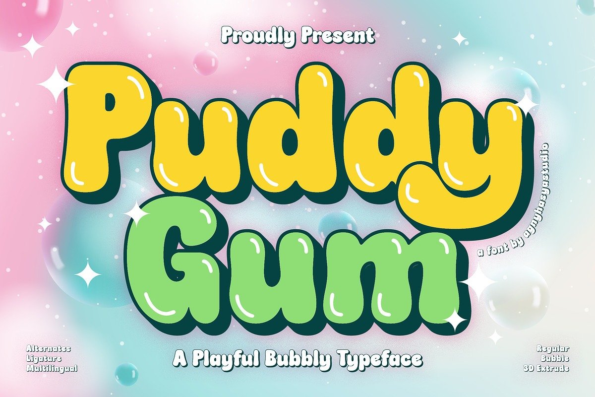Puddy Gum Playful Bubbly Typeface