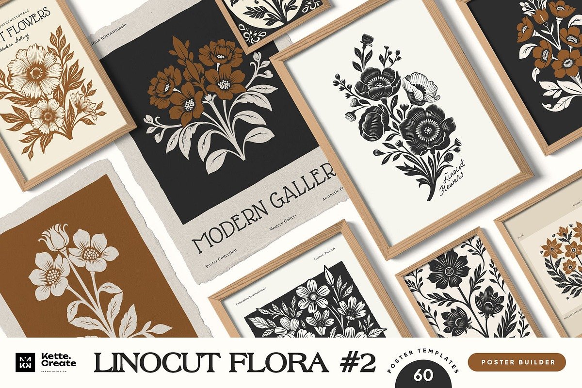 Linocut Flowers Poster Builder