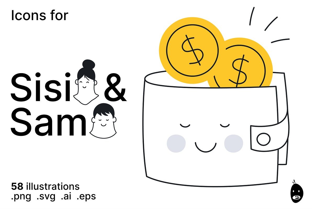 Cute Outline Vector Illustrations