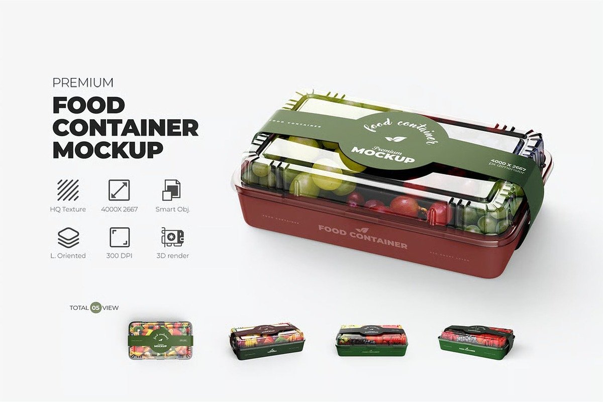 Transparent Food Container Mockup