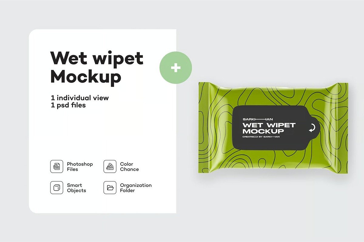 Metallic Wet Wipes Pack Mockup